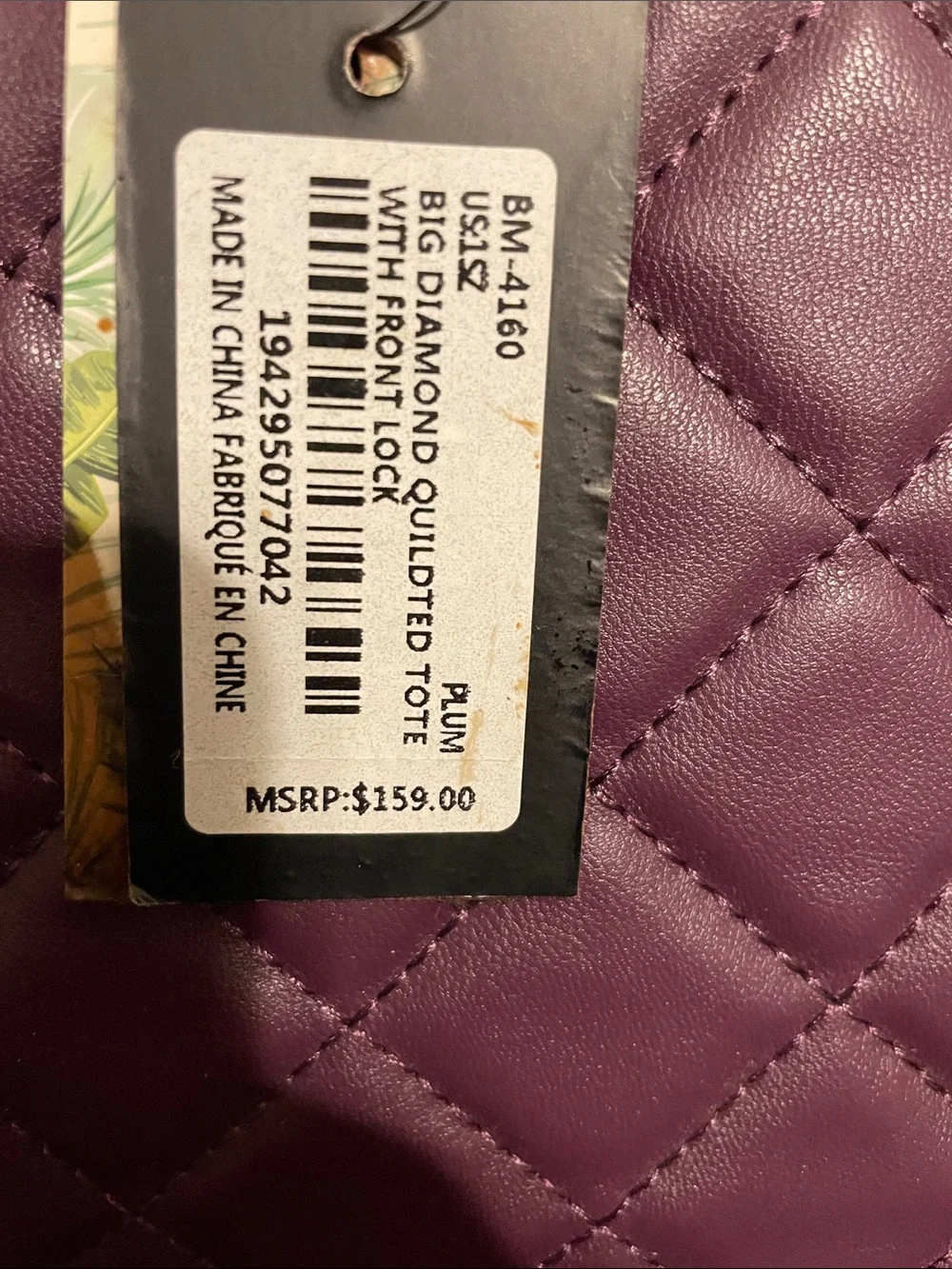 New Badgley Mischka Quilted Mauve-Plum Top-Handle Satchel
